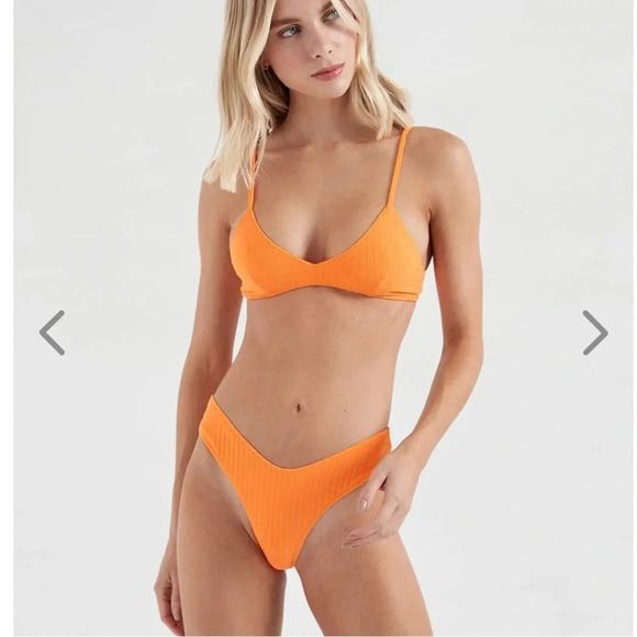 NWT OneOne Swimwear Bikini Set Orange Carrot Heidi Lara NEW Cheeky Tangerine - Picture 2 of 4